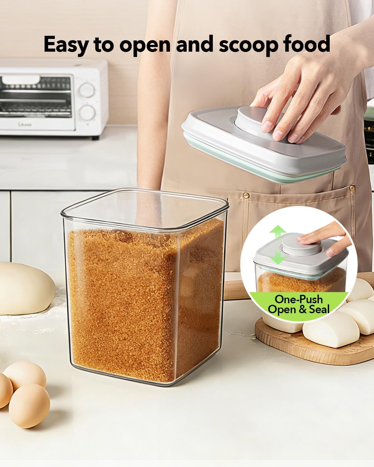Food Storage Container Sets, 2.8 Qt + 4.2 Qt *2 Airtight Canisters with Lids and 130ml Scoop