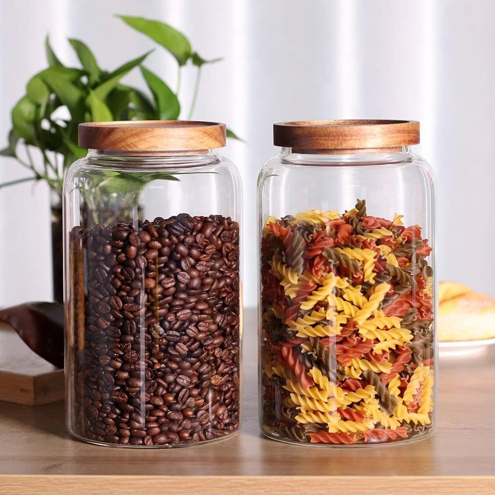 Large Glass Jar with Airtight Lid Set of 2 93 FL OZ(2750ml) glass canister set