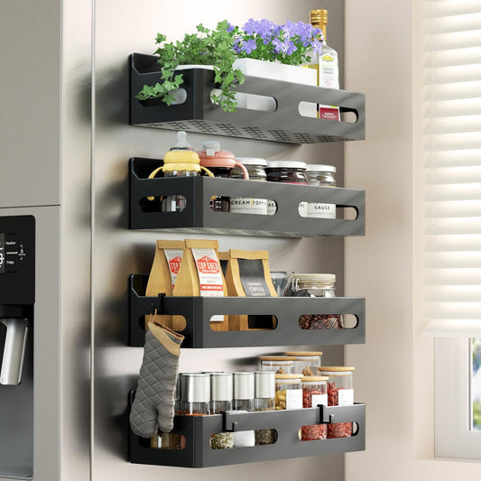 4 Pack Strong Magnetic Spice Rack for Refrigerator