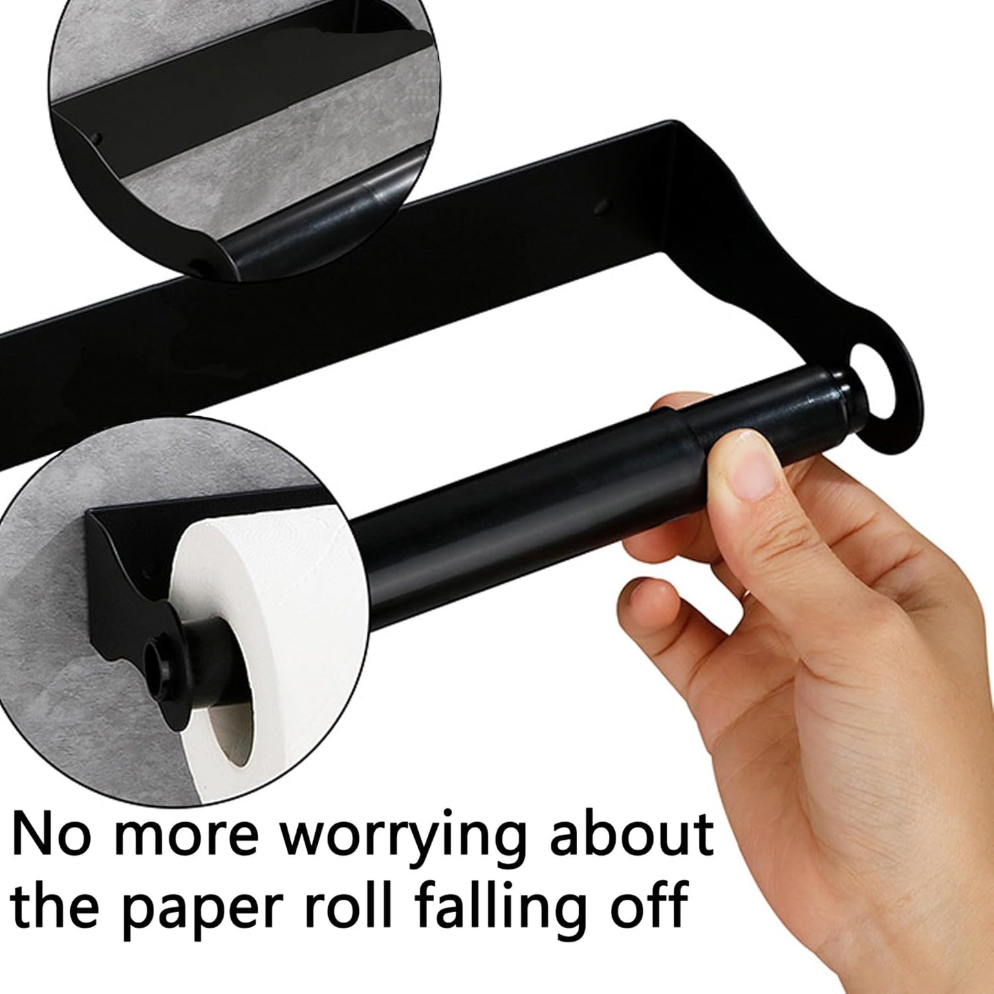 Paper Towel Holder, Black Stainless Steel Under Cabinet Wall Mount