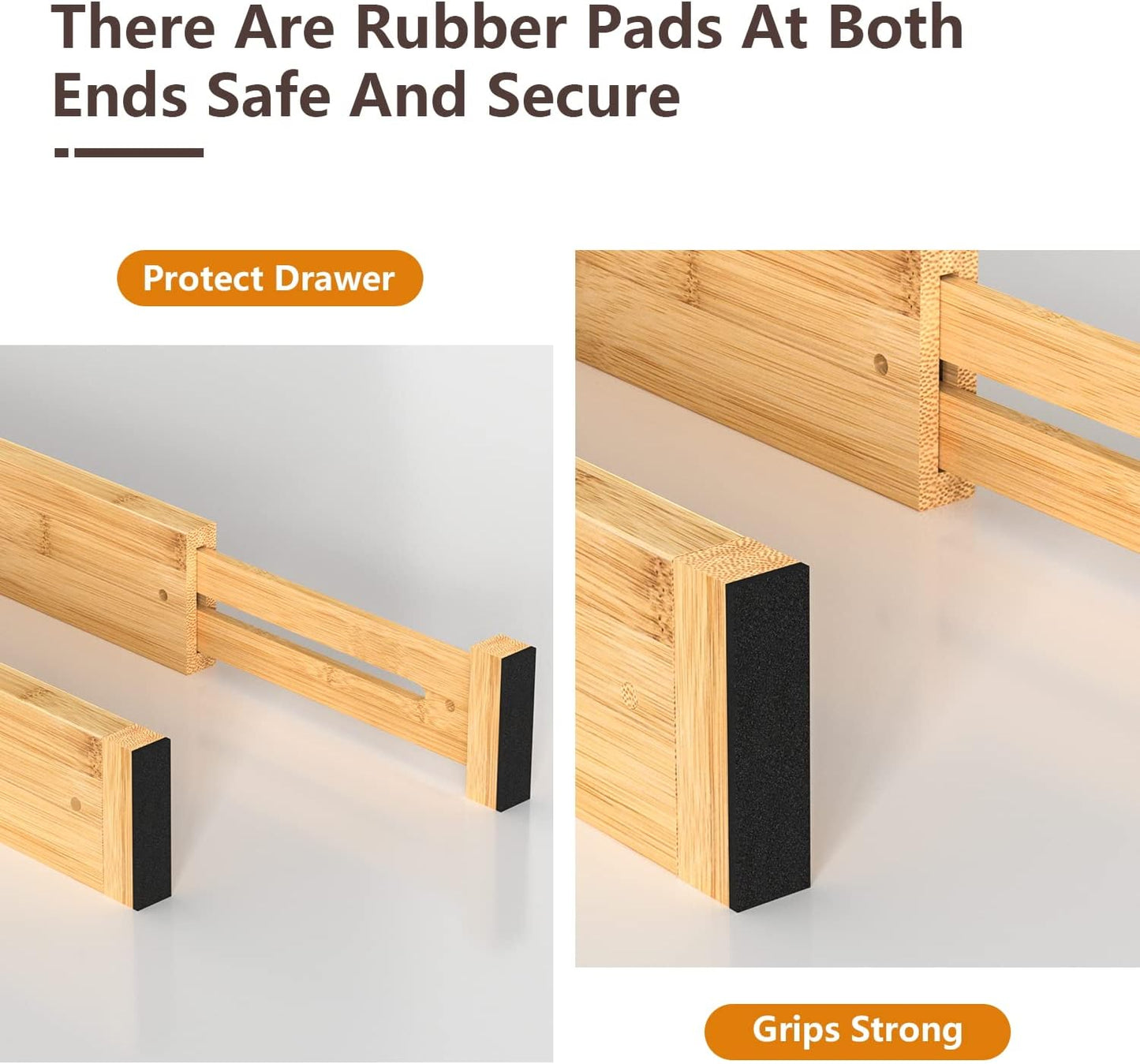 4 PCS Drawer Divider, 17"-22" Adjustable Bamboo Drawer Dividers Organizers