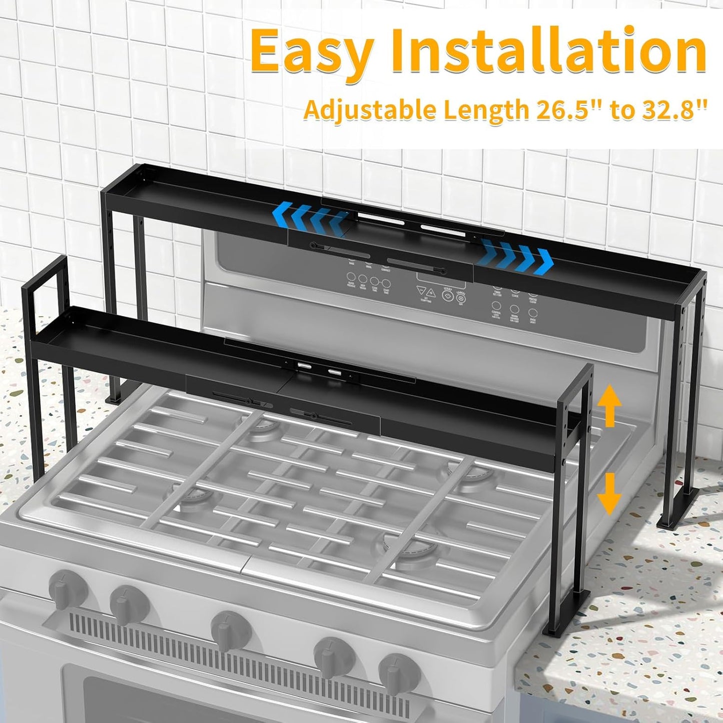 Spice Rack Shelf for Kitchen Stove, Adjustable 27 to 33 Inch Spice Rack Organizer