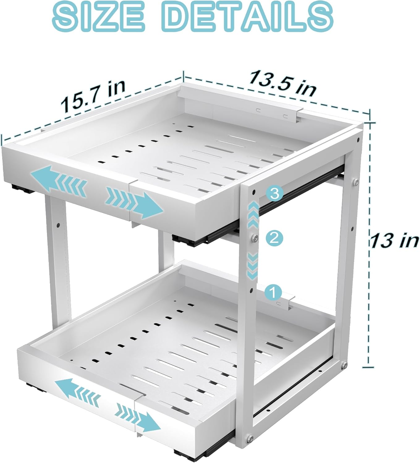 2-Tier Expandable Pull Out Cabinet Organizer - Slide Out Drawers for Kitchen Cabinets