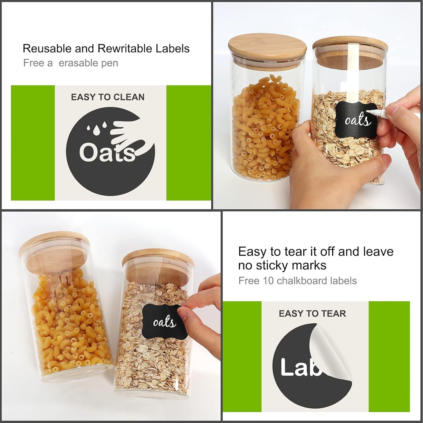 Glass Food Storage Containers Jars with Airtight Bamboo Lid 20 oz 9 pcs