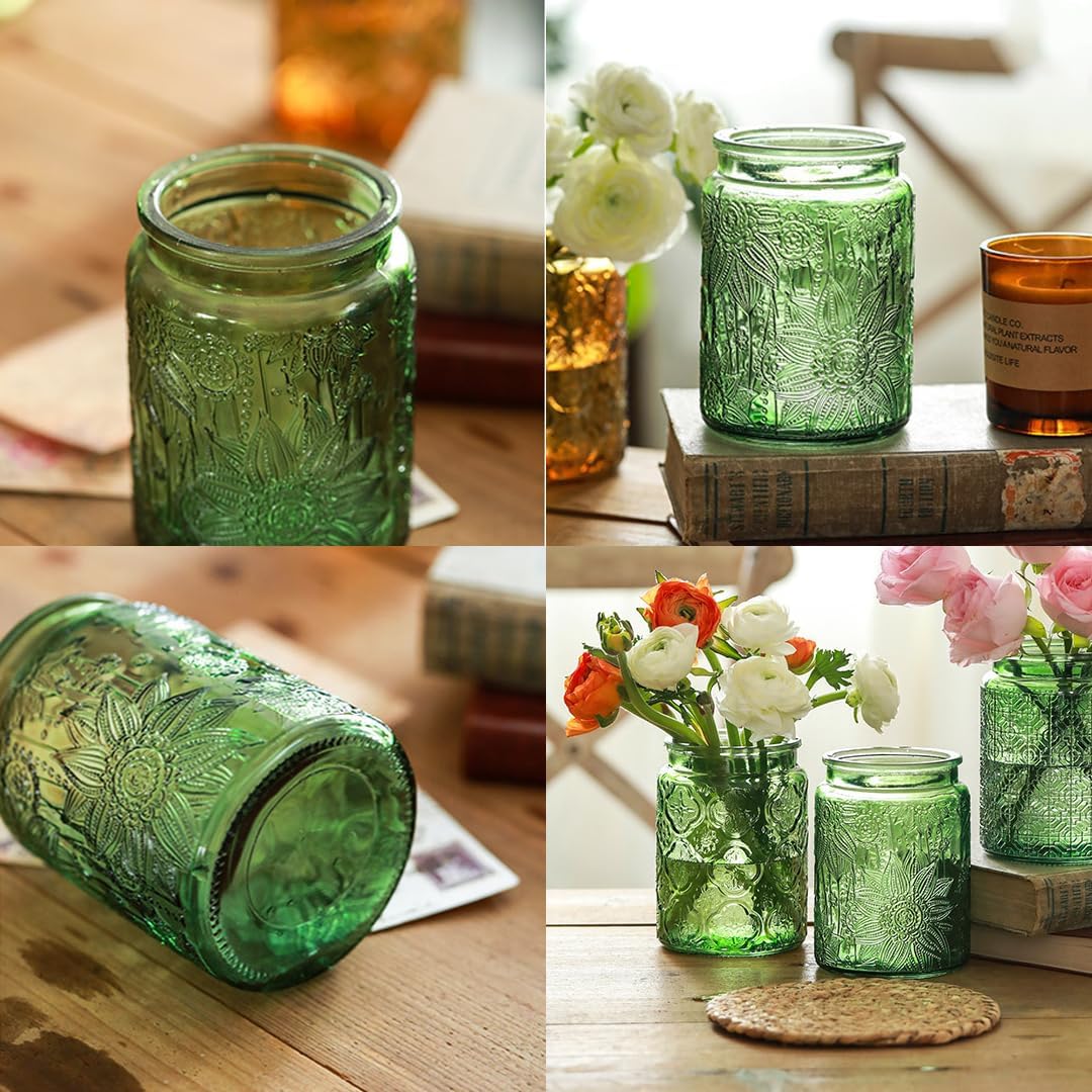 Vintage 23.7oz Glass Storage Jar with Solid Wood Lid - Sunflower Kitchen Canister for Tea, Coffee
