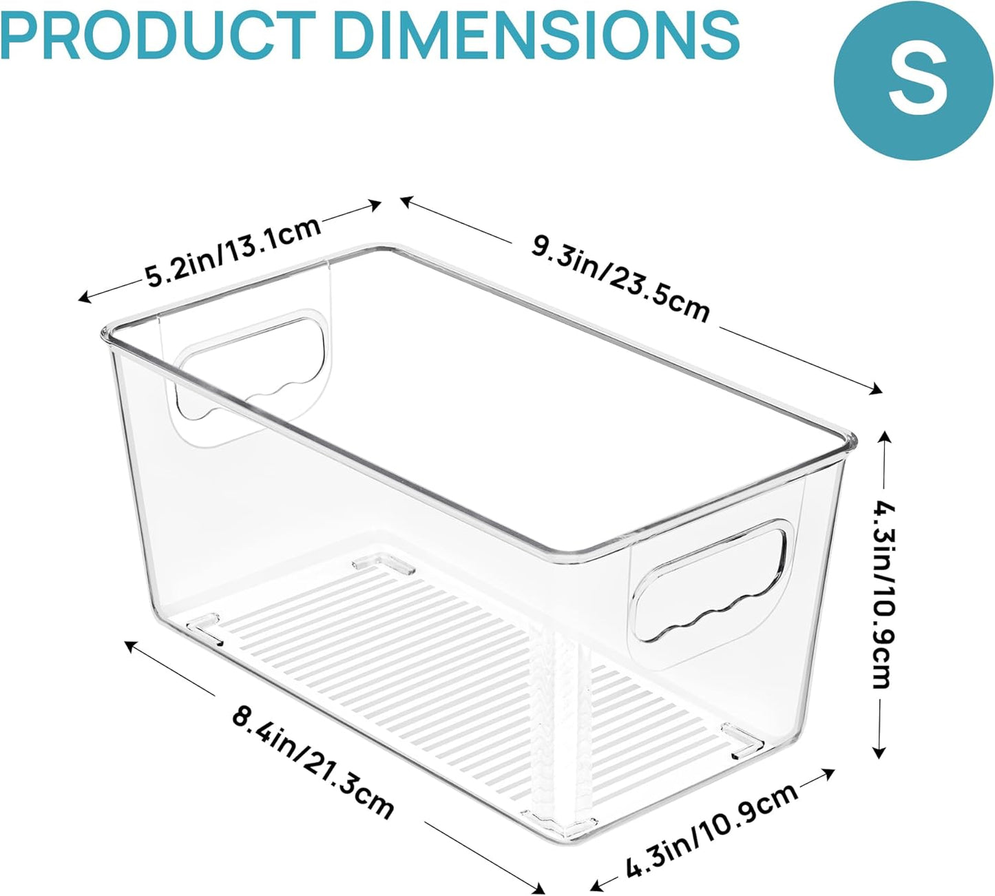 Clear Plastic Storage Bins, 6 PCS Pantry Organizer Bins with Handle for Refrigerator, Fridge
