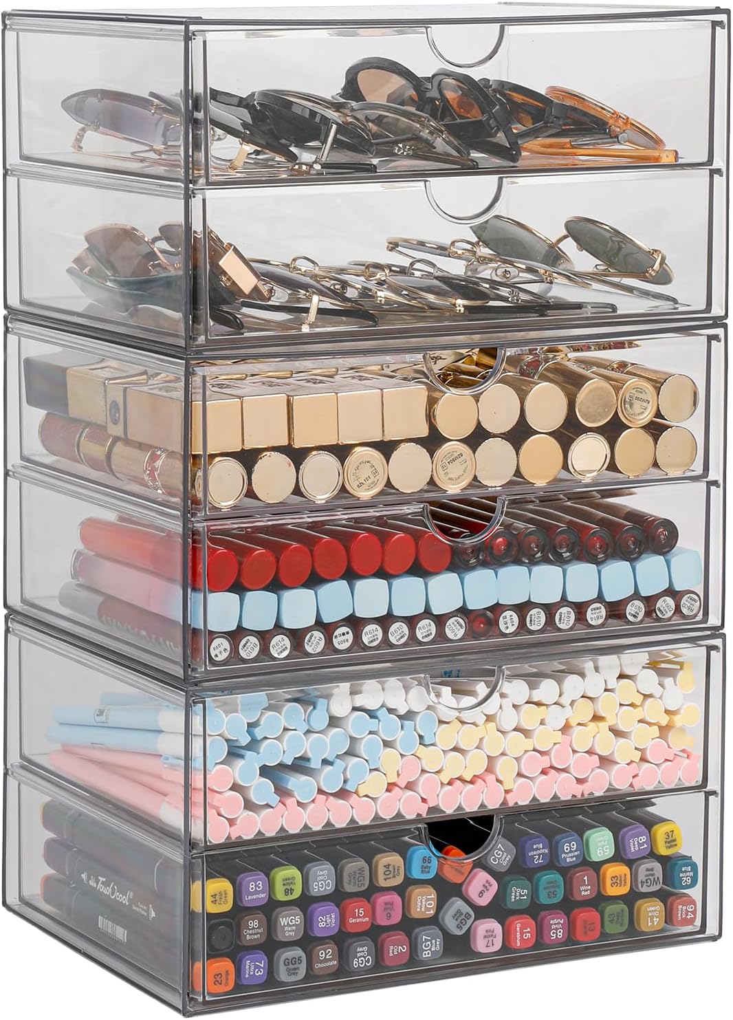 Stackable Storage Drawers, Plastic Storage Bins for Home Office, Bathroom, Kitchen, Pantry