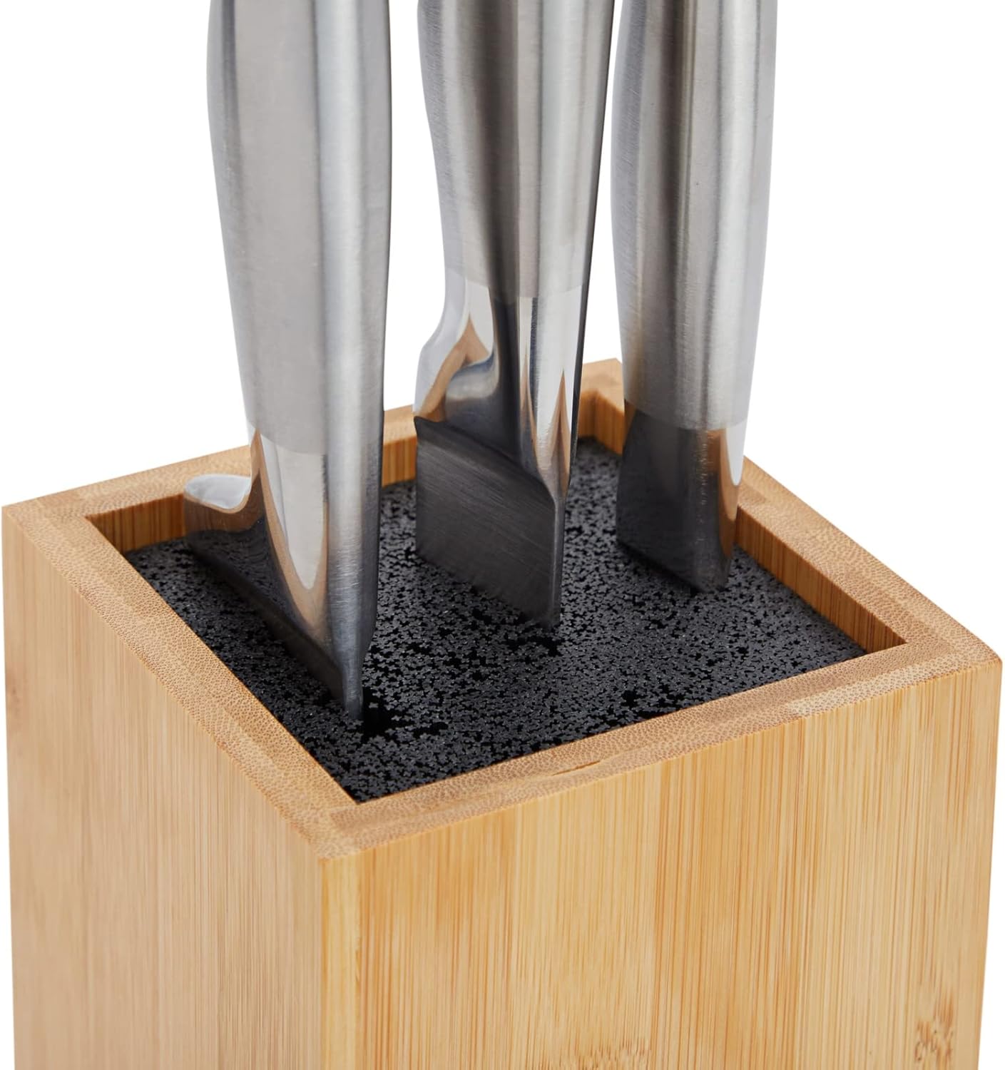 Bamboo Universal Knife Block - Adjustable Bristle Knife Holder & Stand
