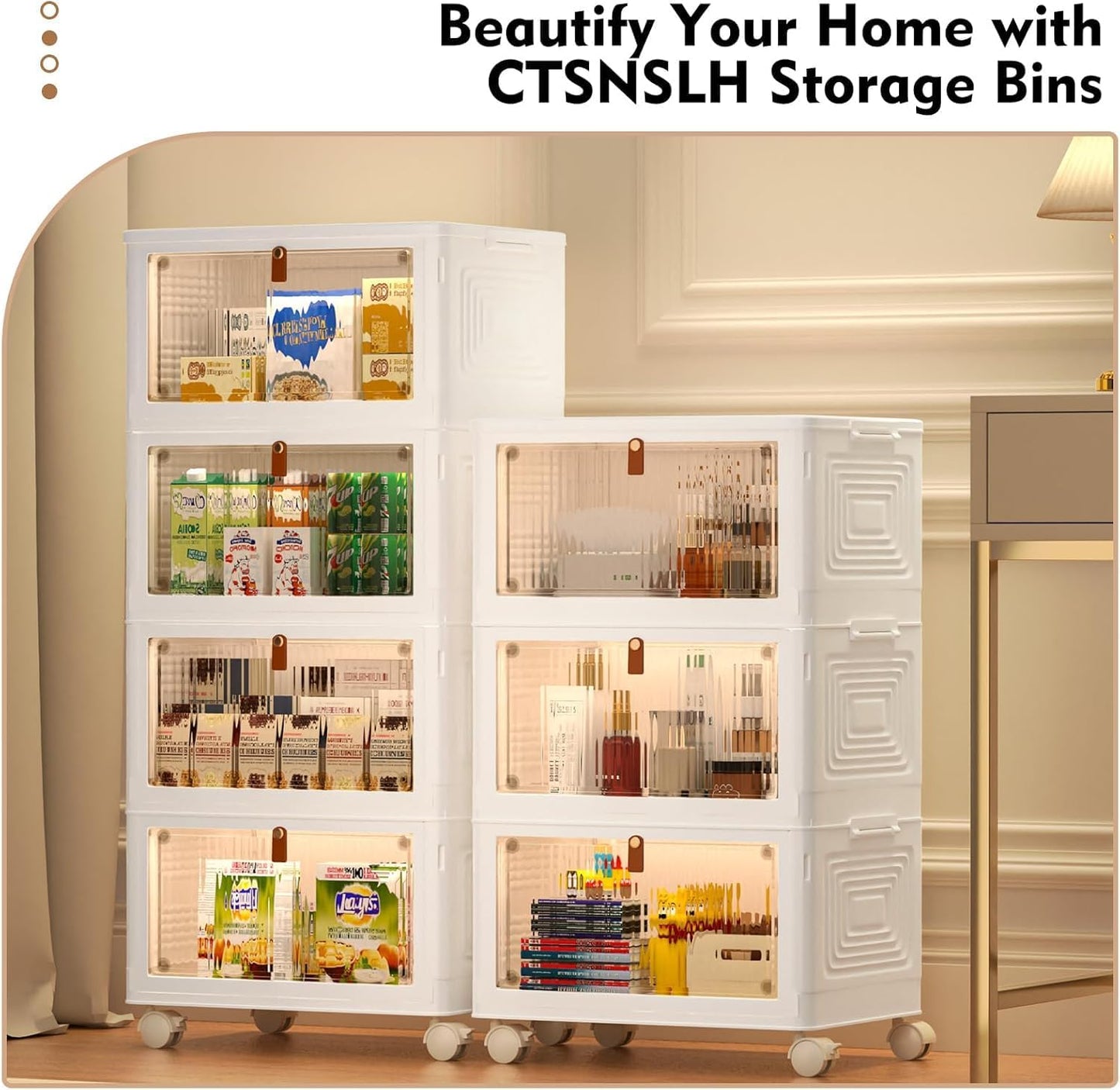 4 Tier Plastic Storage Bins and Boxes Organizer - Stackable with Lids for Bedroom, Living Room