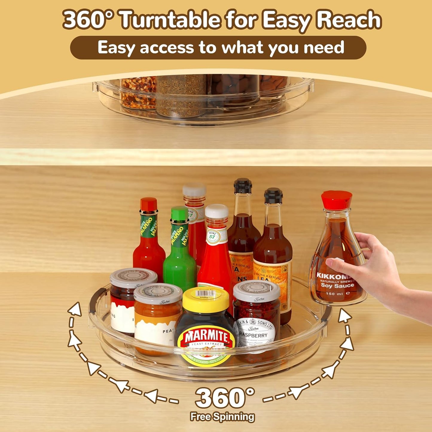 Clear Lazy Susan Organizer Turntable for Cabinet Table Top
