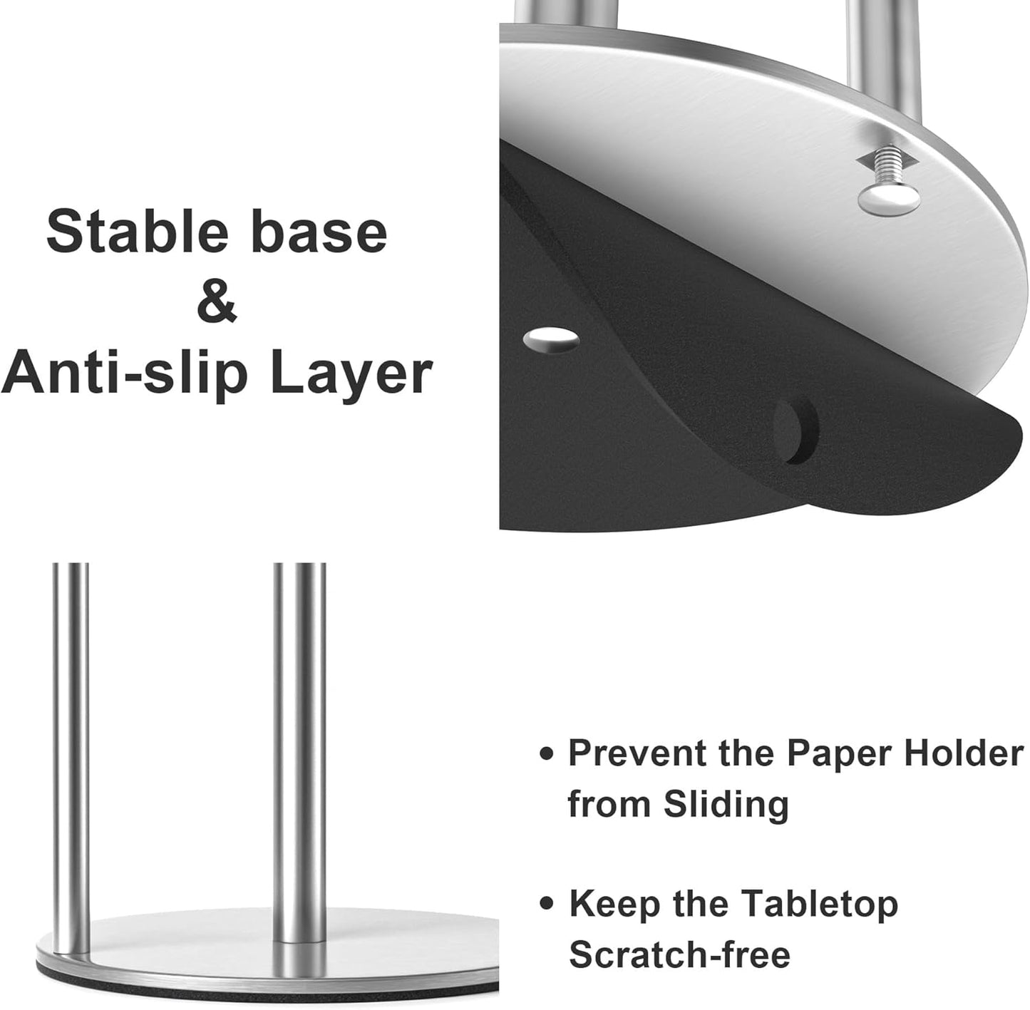 Paper Towel Holder Silver, Premium Stainless Steel Kitchen Roll Dispenser