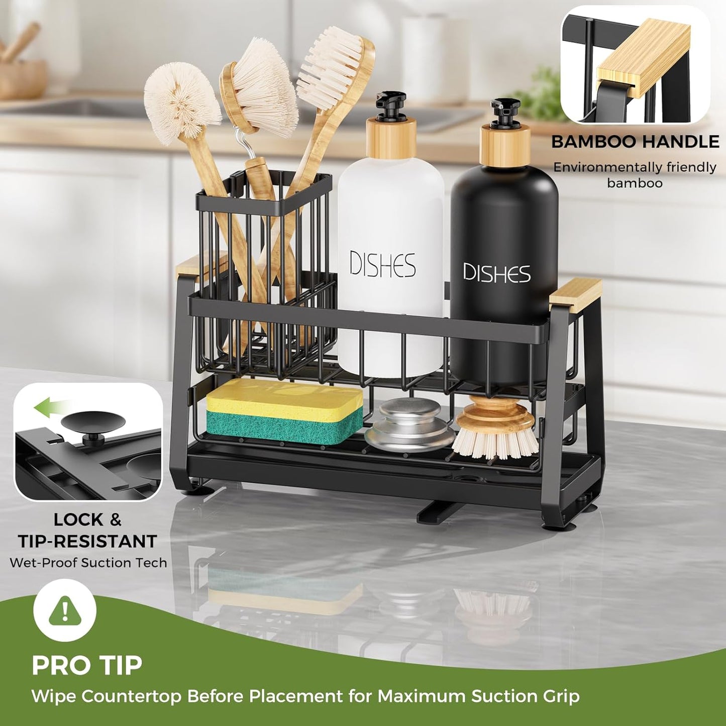 Sponge Holder for Kitchen Sink, Kitchen Sink Caddy with Suction Cup