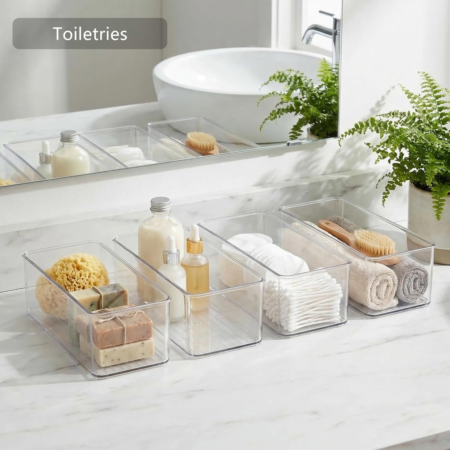 8 PACK Drawer Organizer Bins Bathroom Deep Drawer Organizer Tray for Cutlery Vanity Make-up