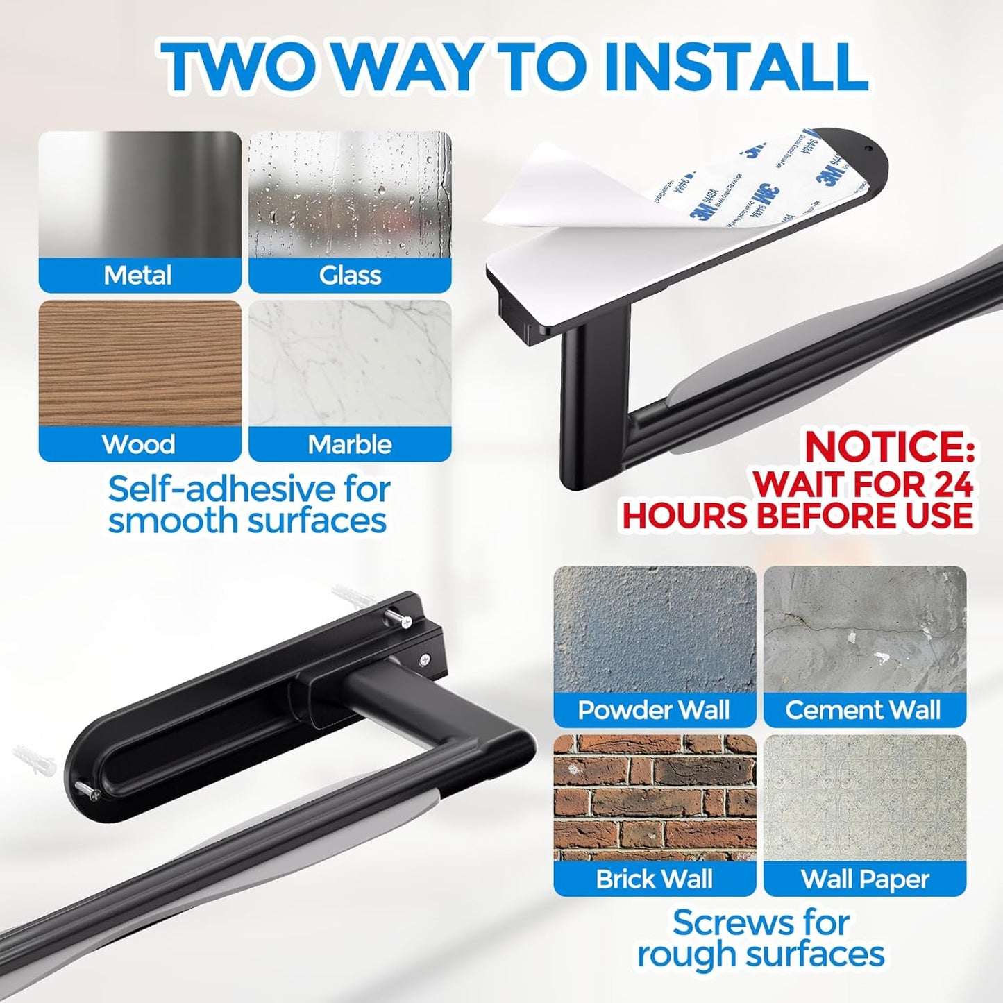 Paper Towel Holder Under Cabinet - Self Adhesive or Drilling Paper Towel Holder Wall Mount