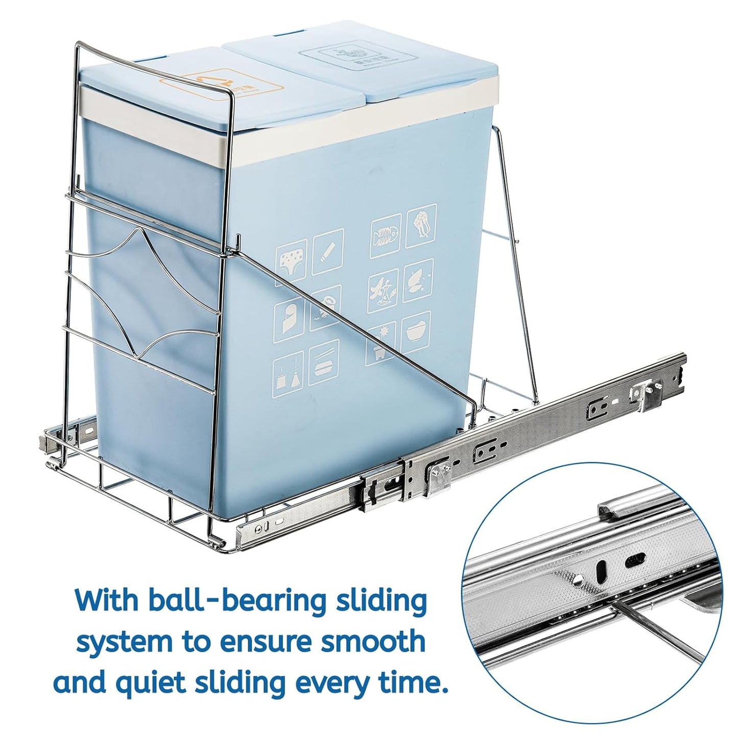 Pull Out Trash Can Under Cabinet, Adjustable Stainless Steel Under Sink Trash Can Pull Out