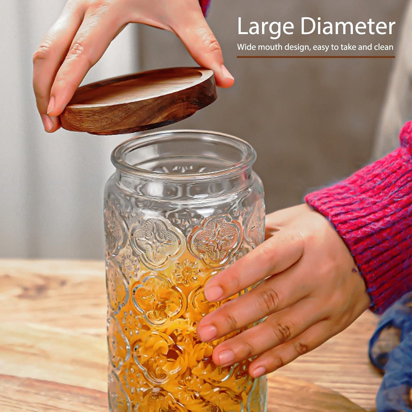 35oz/1000ml Glass Storage Jars with Nature Wood Lids