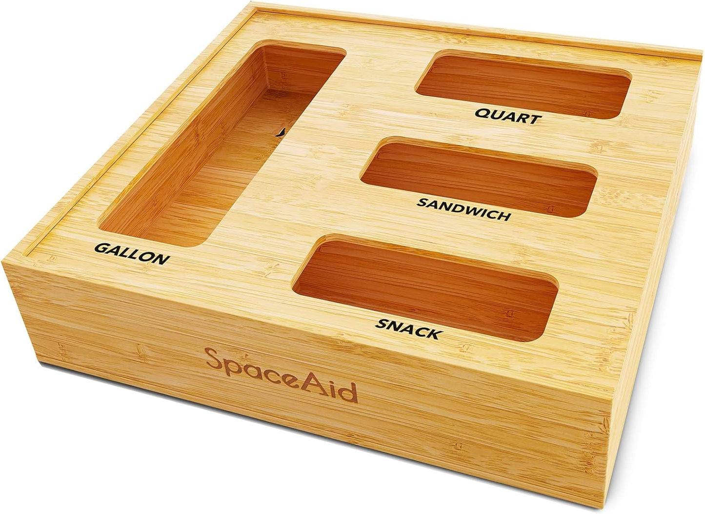 Bag Storage Organizer for Kitchen Drawer, Bamboo Organizer, Compatible with Gallon, Quart
