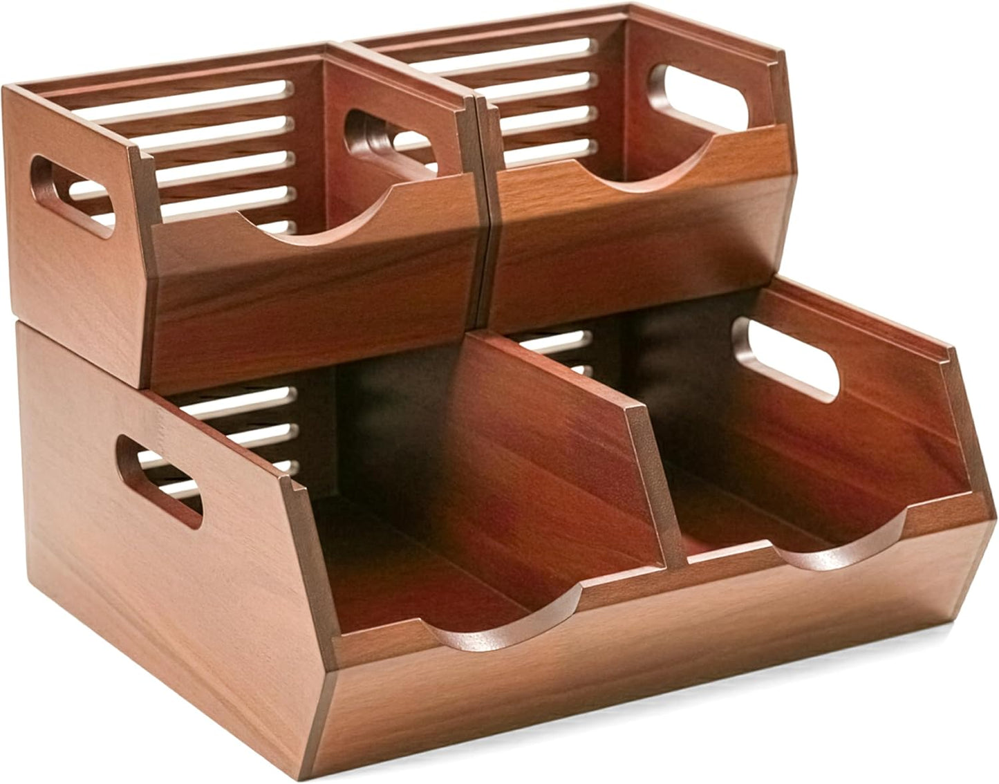 Stackable Solid Wood Storage Bins for Kitchen Pantry & Countertop