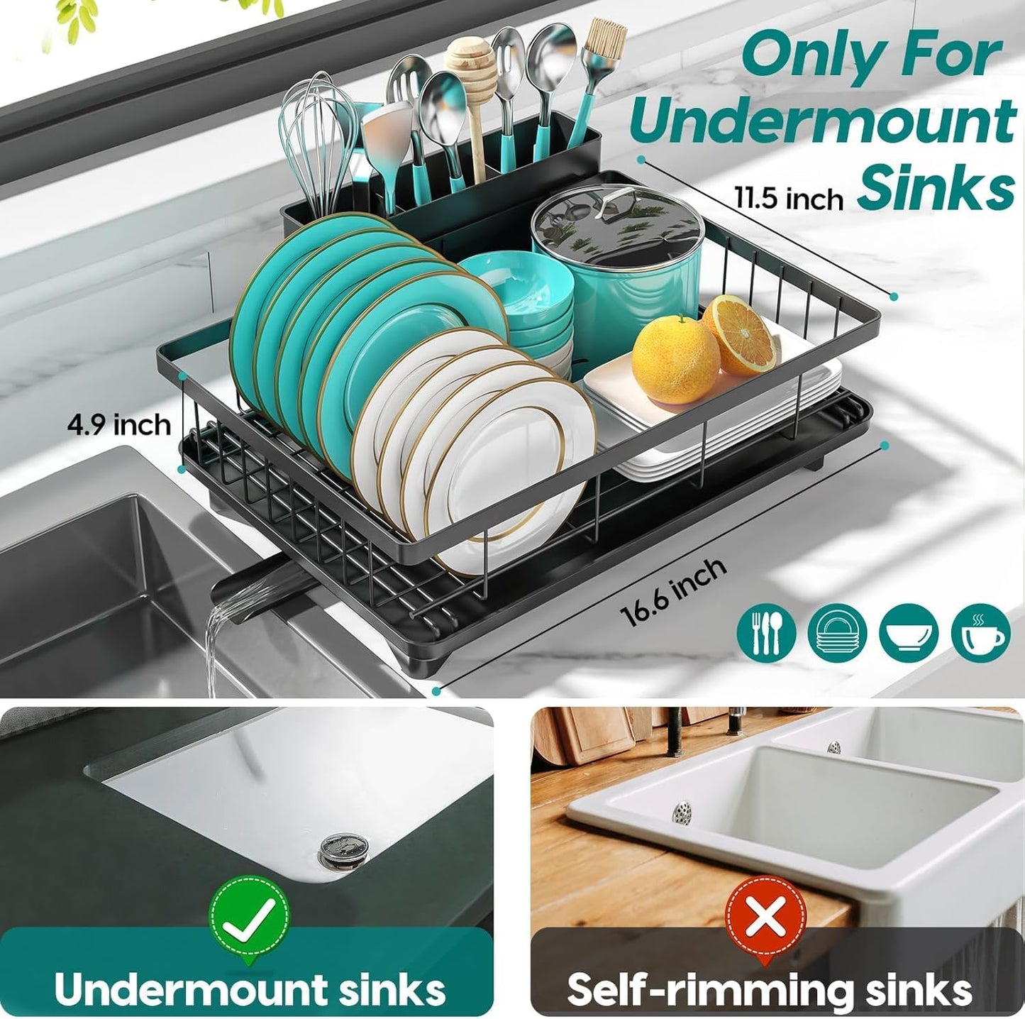 Dish Drying Rack Space-Saving Dish Racks for Kitchen Counter