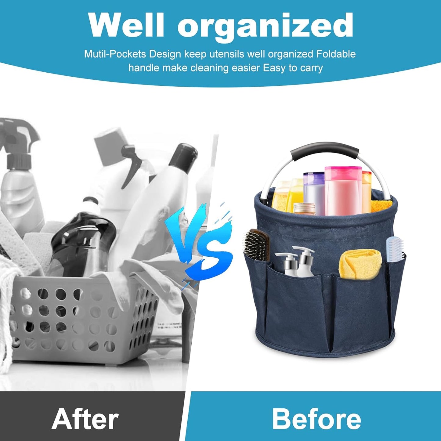 17L Cleaning Caddy, Portable Cleaning Supply Bucket