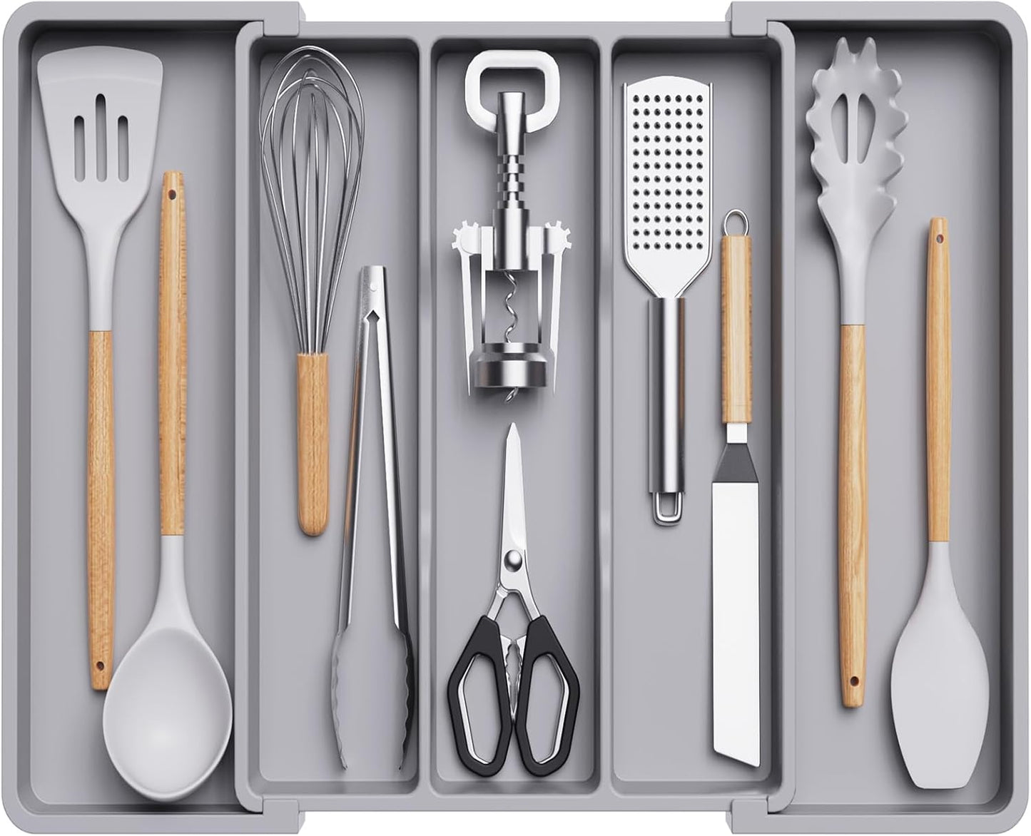 Utensil Organizer for Kitchen Drawers, Expandable Cooking Utensil Tray