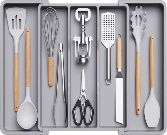 Utensil Organizer for Kitchen Drawers, Expandable Cooking Utensil Tray