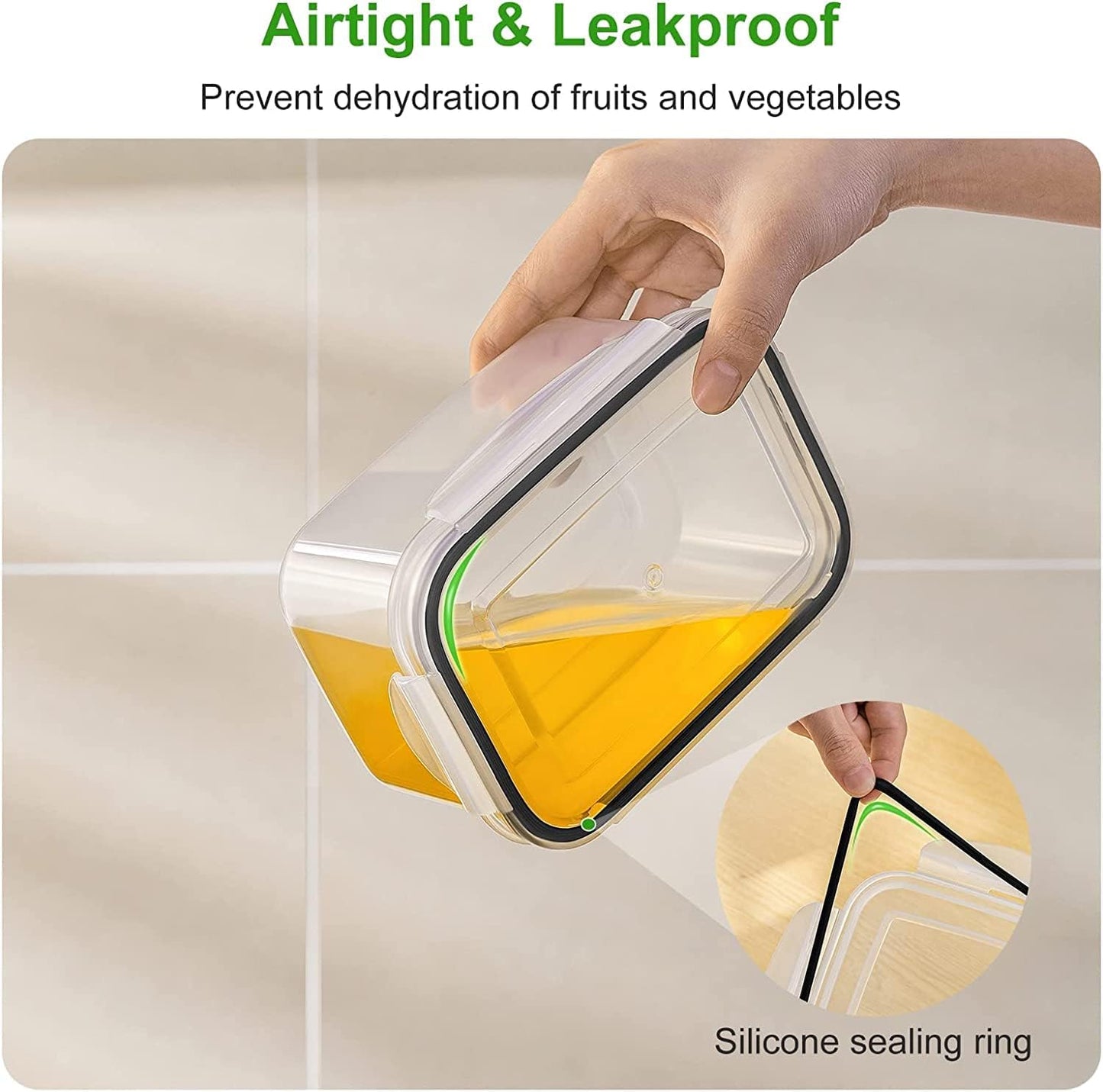 Fruit Storage Containers for Fridge with Removable Colander, Airtight Food Storage Container