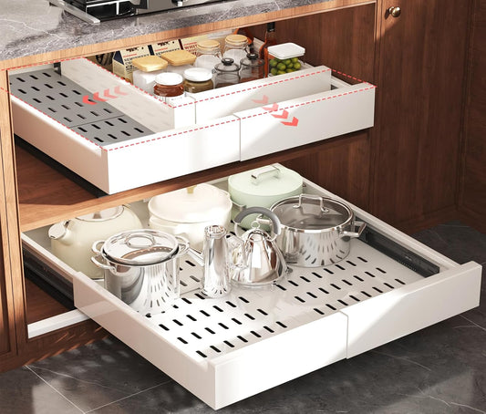 2 Pack Pull Out Cabinet Organizer Expandable Width(13"-21") and Depth(17"-24")