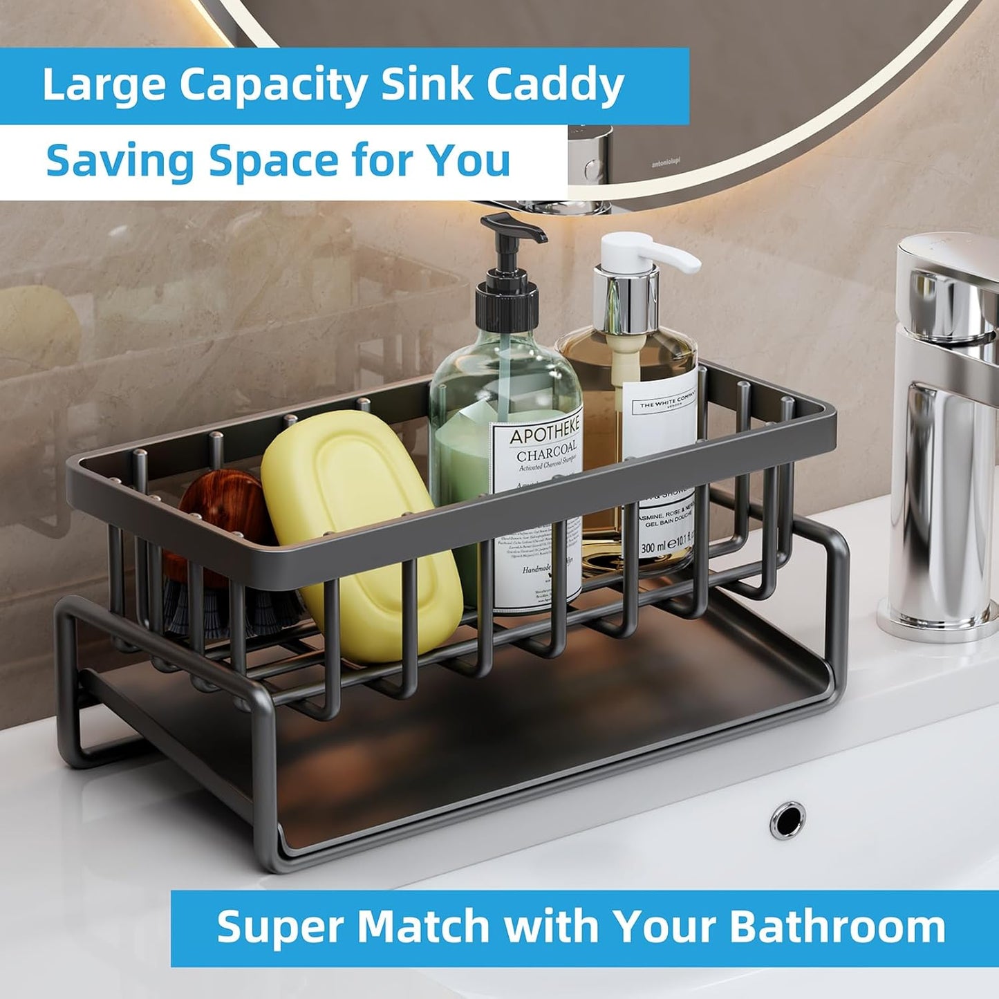 Sponge Holder for Kitchen Sink, Self-Drainage Kitchen Sink Caddy