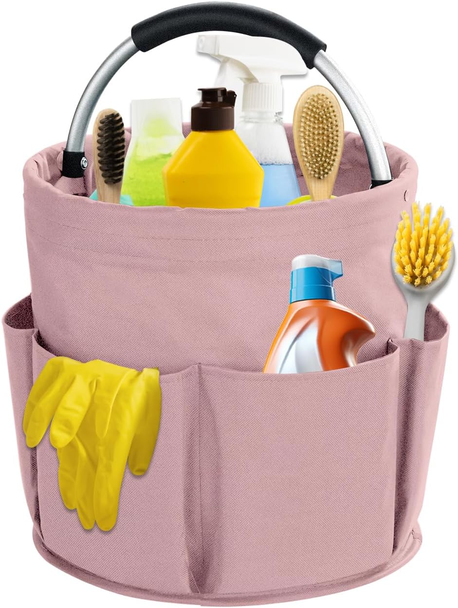 17L Cleaning Caddy with Handle, Cleaning Supplies Organizer, Foldable Storage Basket
