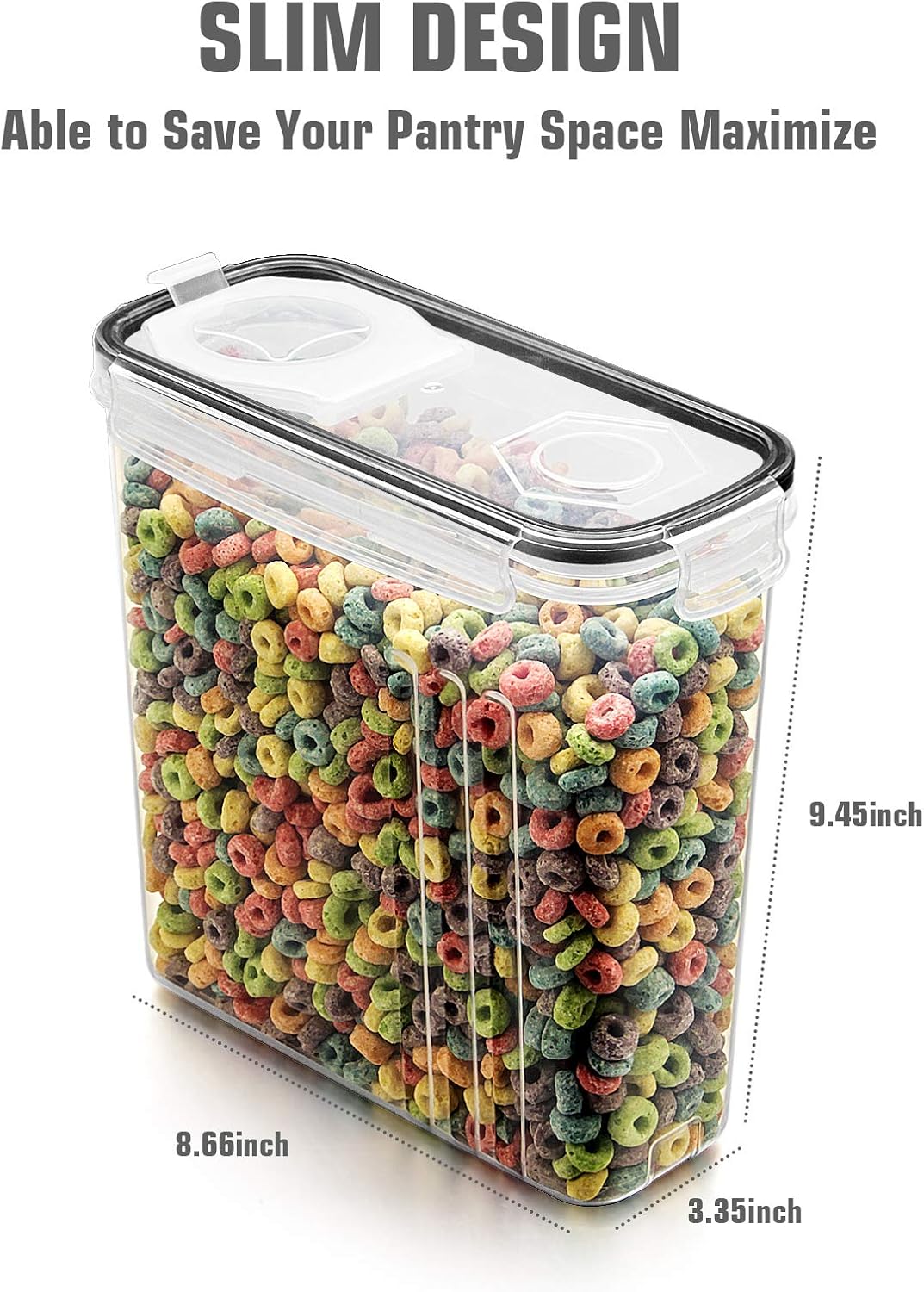 Cereal Storage Containers Set, Large BPA Free Plastic Airtight Food Storage Containers 4L for Flour, Sugar, 6 Piece Set Cereal Dispensers with 20 Labels & Marker, Black