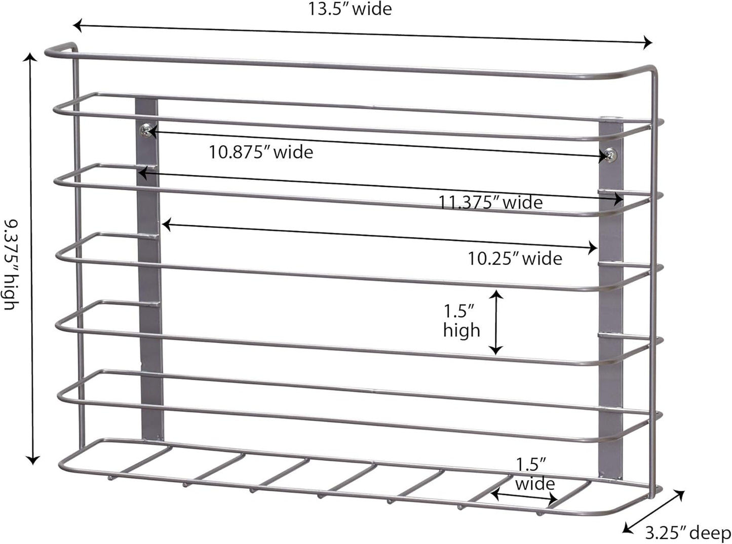 Tall Door Mount Cabinet Organizer, Sturdy Steel Wire Frame, Elegant Nickel Powder Finish