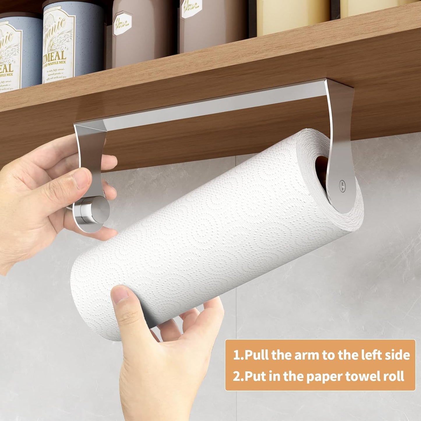 Paper Towel Holder Under Cabinet, Wall Mount Paper Towel Holder for Kitchen Bathroom