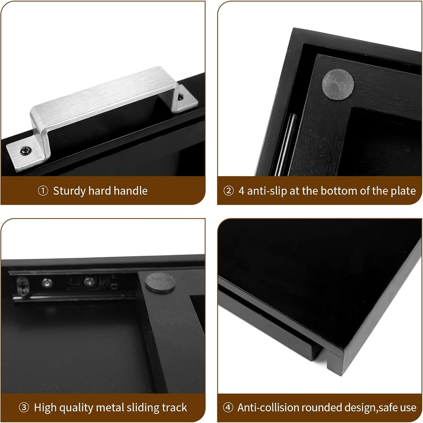 Wood Appliance Slider with Rolling Wheels - Coffee Maker Stand for Kitchen Counter Organization - Fits Air Fryer, Mixer, Toaster - Smooth Glide Tray
