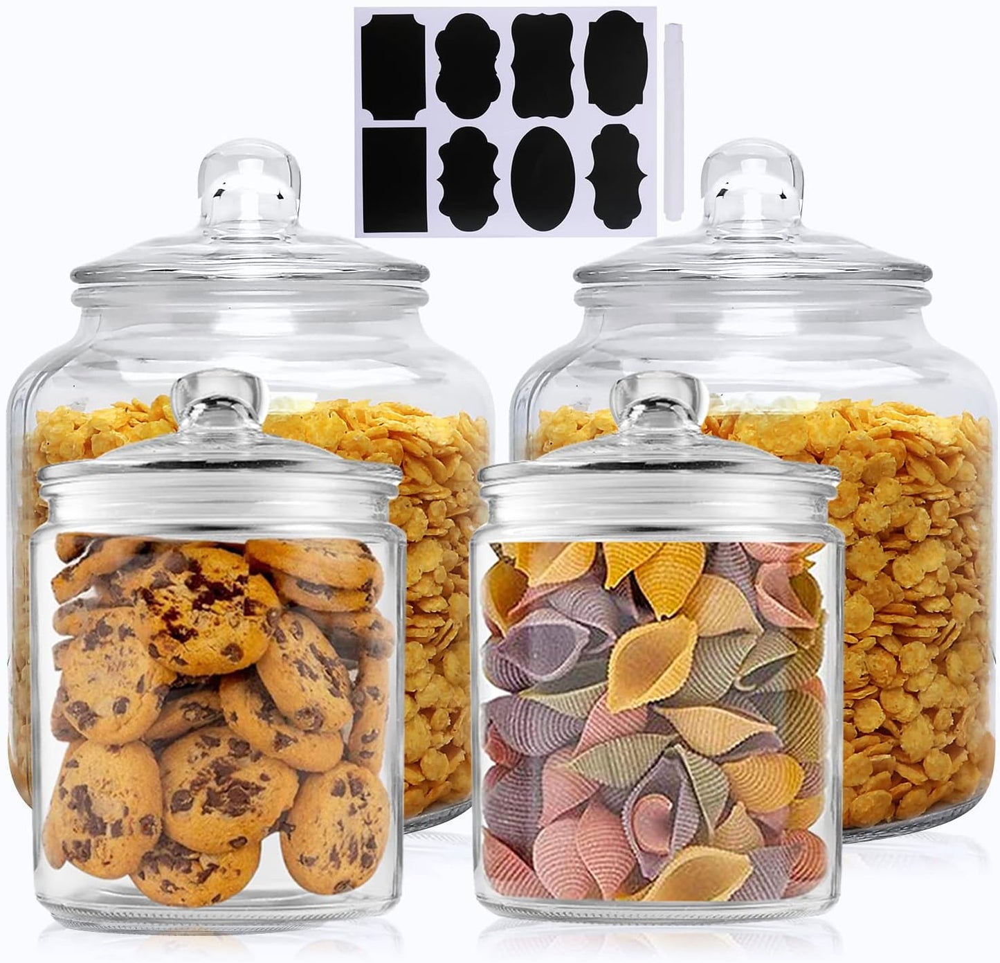 Glass Storage Containers,Clear Glass Jar with Lid, for Pantry - Flour, Coffee bean, Cookies, Pasta