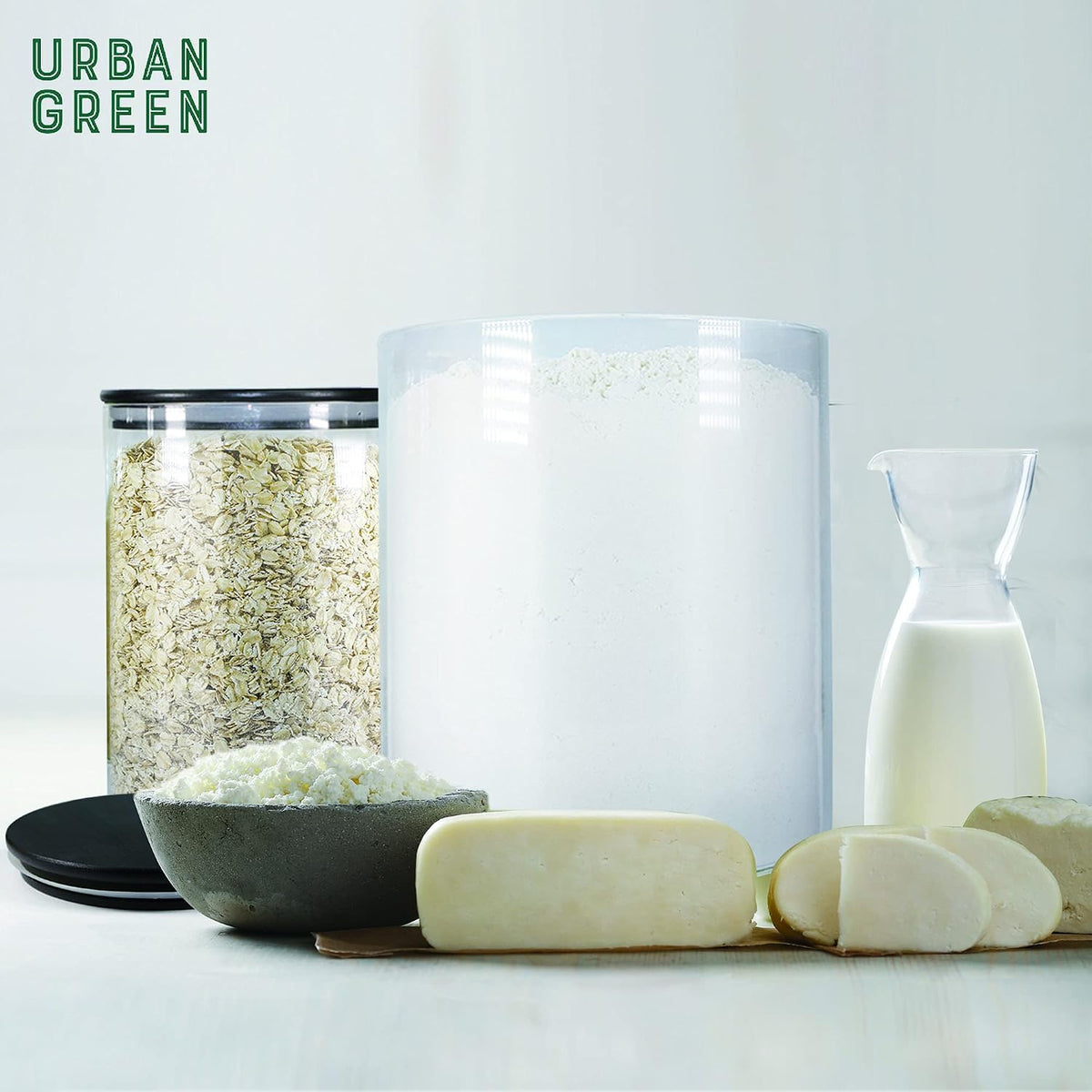 Urban Green Glass Jars with Black Lids