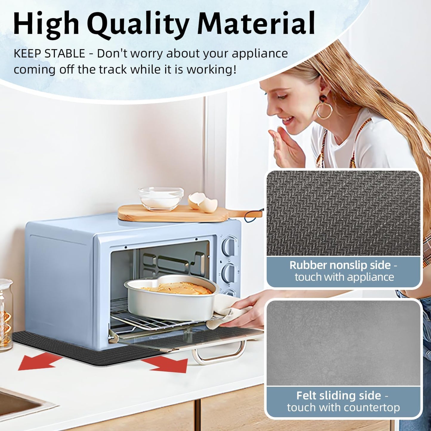 LOPNUR 20"x16" X-Large Appliance Slider, Appliance Sliders for Kitchen Appliances, 360° Rotating Sliding Tray for Coffee Maker, Heat Resistant Mat Cut to Fit Stand Mixer Air Fryer Microwave, Gray