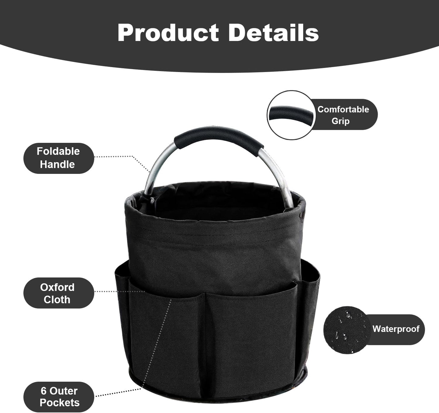 17L Cleaning Caddy with Handle, Cleaning Supplies Organizer, Foldable Storage Basket