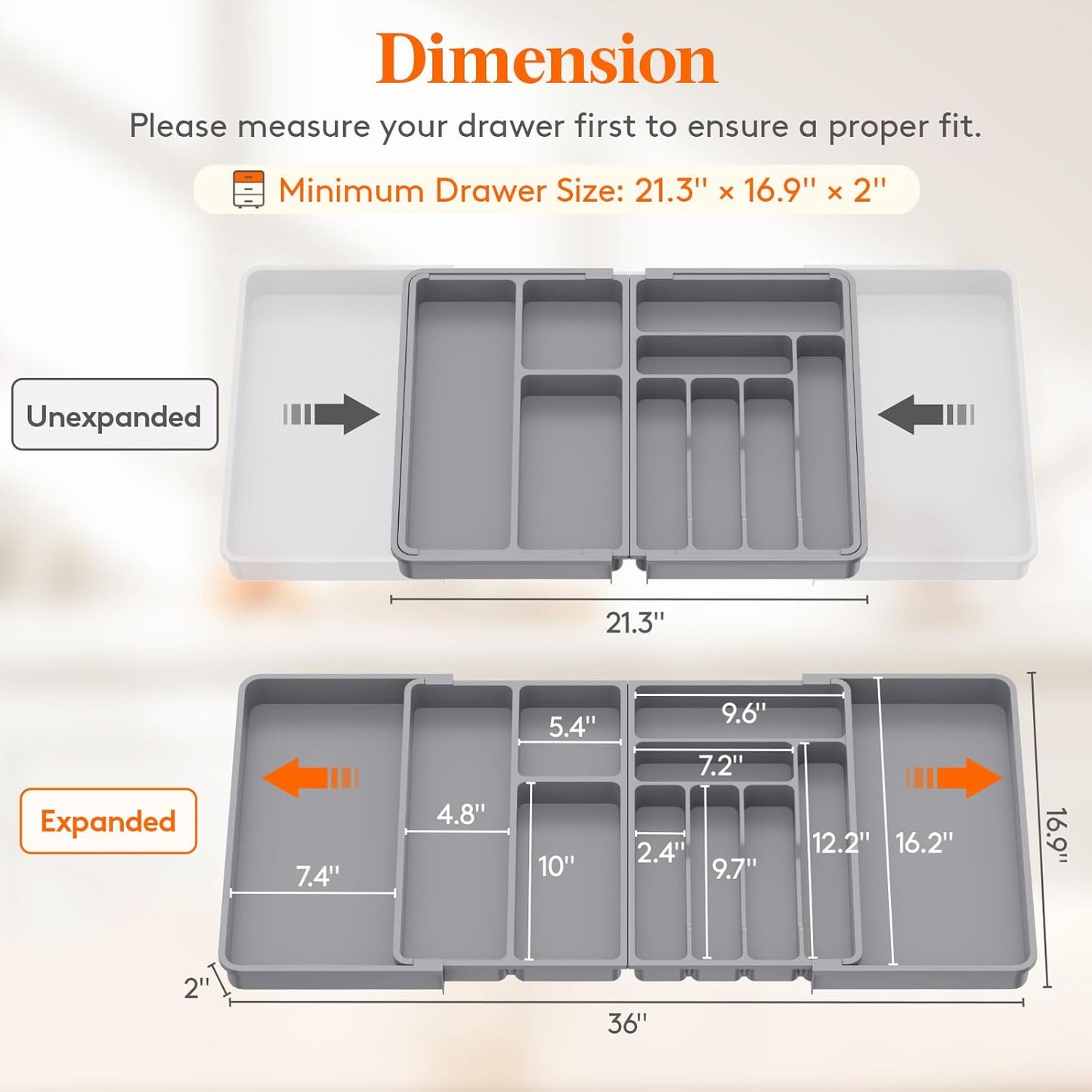 Utensil Organizer for Kitchen Drawer, Expandable Cooking Silverware Tray