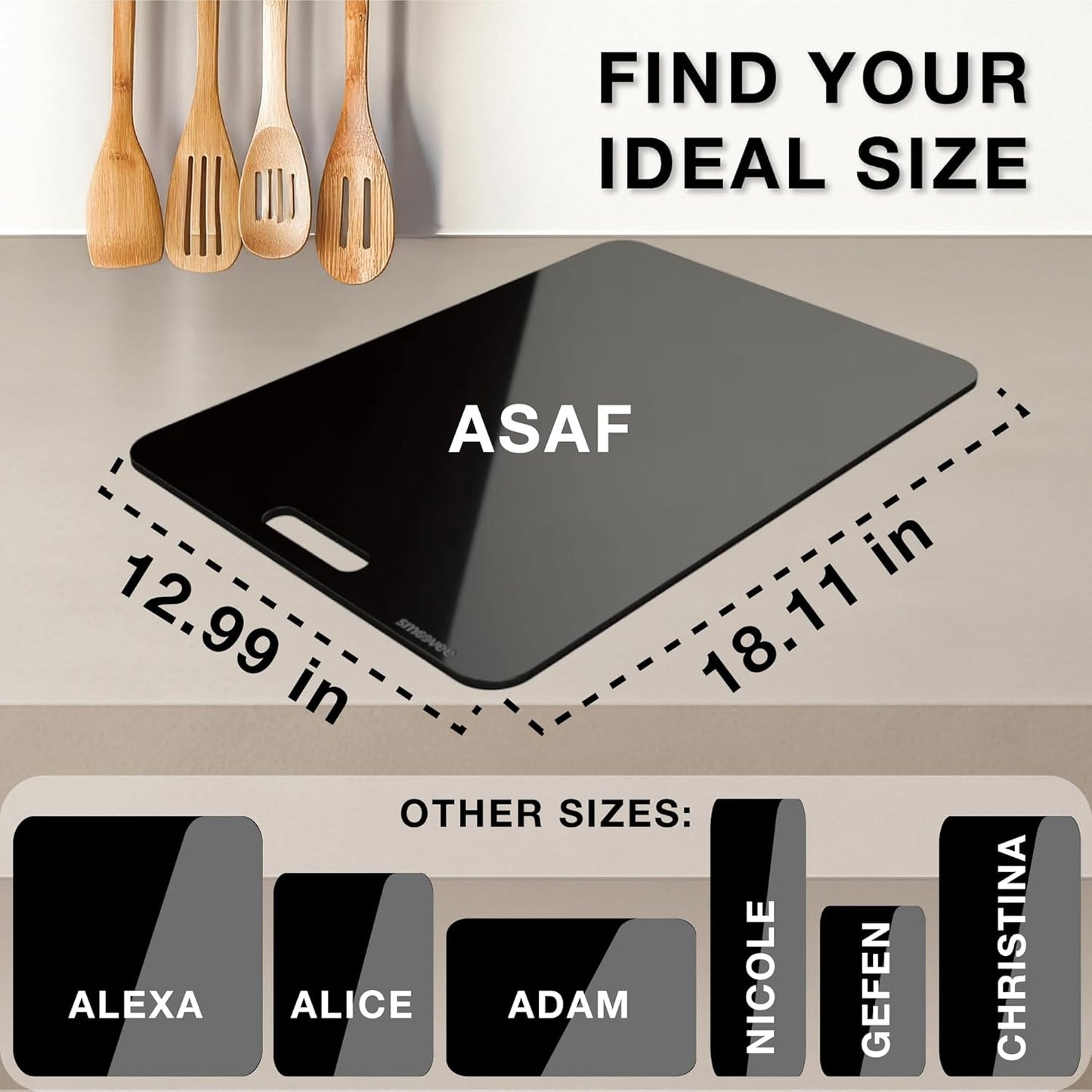 Smoovee - Sliding Surface - Asaf Black 12.99 x 18.11 inch, Appliance Rolling Tray for Kitchen Appliances – 360° Wheels, Stainless Steel Hubs, Easy‑Clean Durable Tray