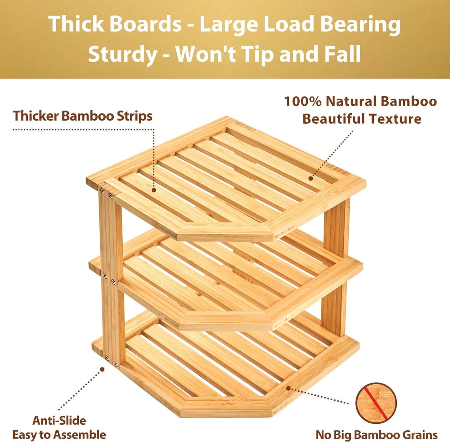 Plate Organizer for Cabinet, Bamboo Corner Shelf, Dish & Bread Organizer, Spice Rack