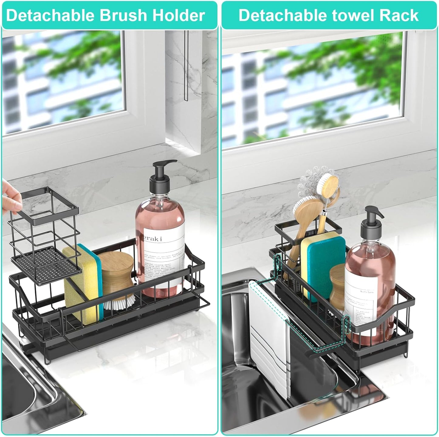 Sponge Holder for Kitchen Sink - Countertop Rustproof Stainless Steel, Sink Caddy