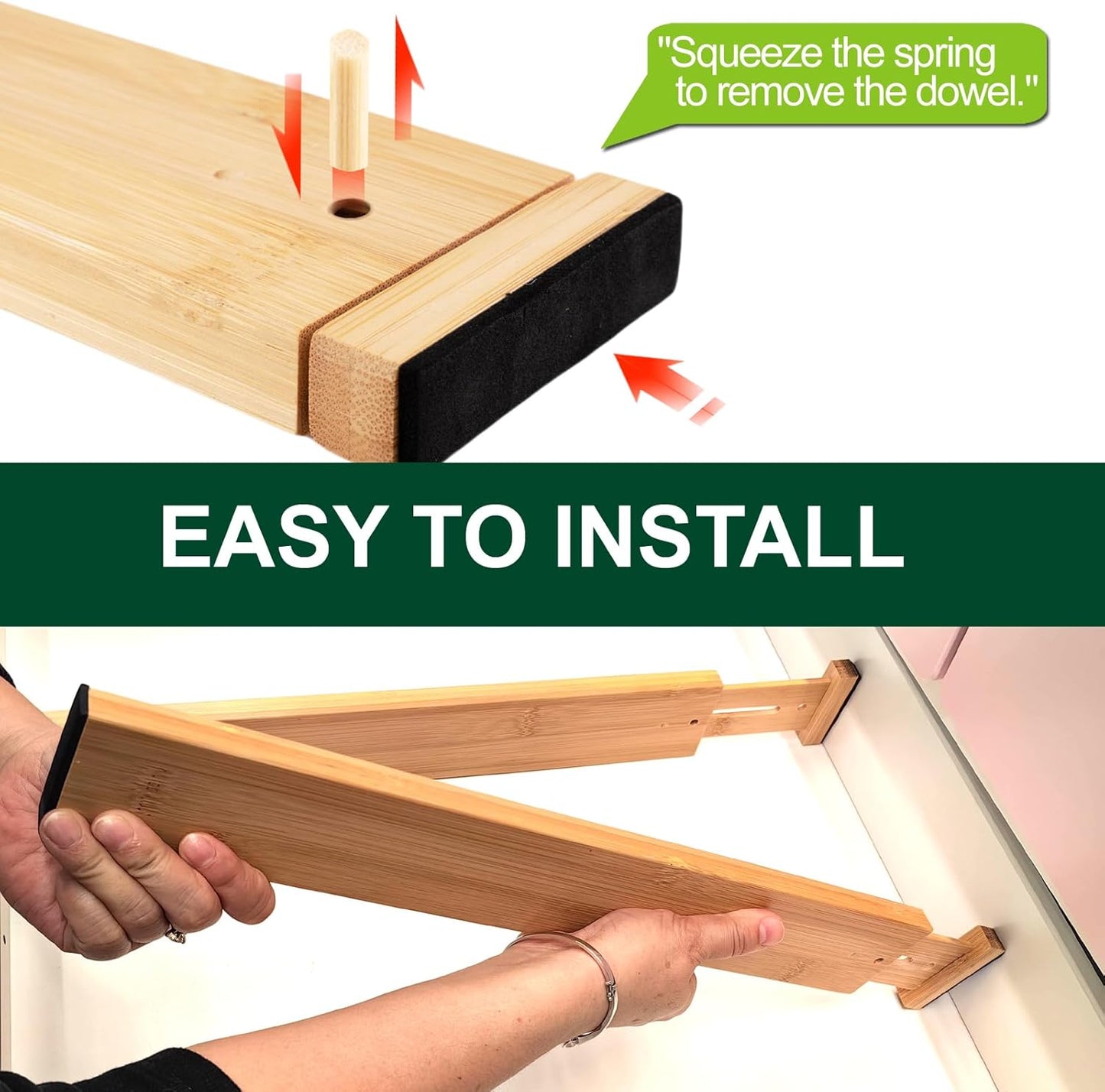 Kitchen Drawer Dividers, Adjustable Bamboo Drawer Organizer (17-22")