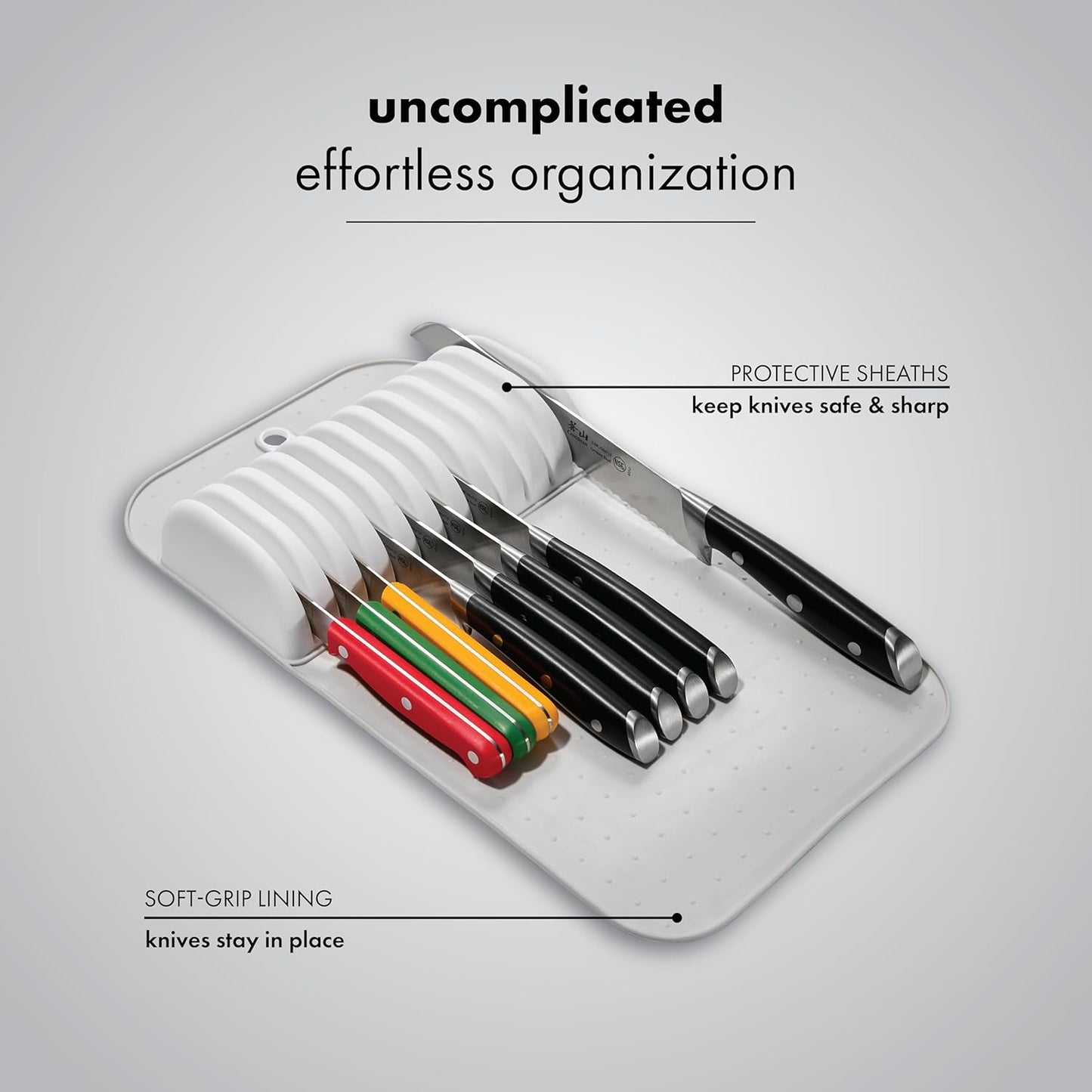Large Knife Mat, Soft-Grip In Drawer Knife Organizer for 12 Knives