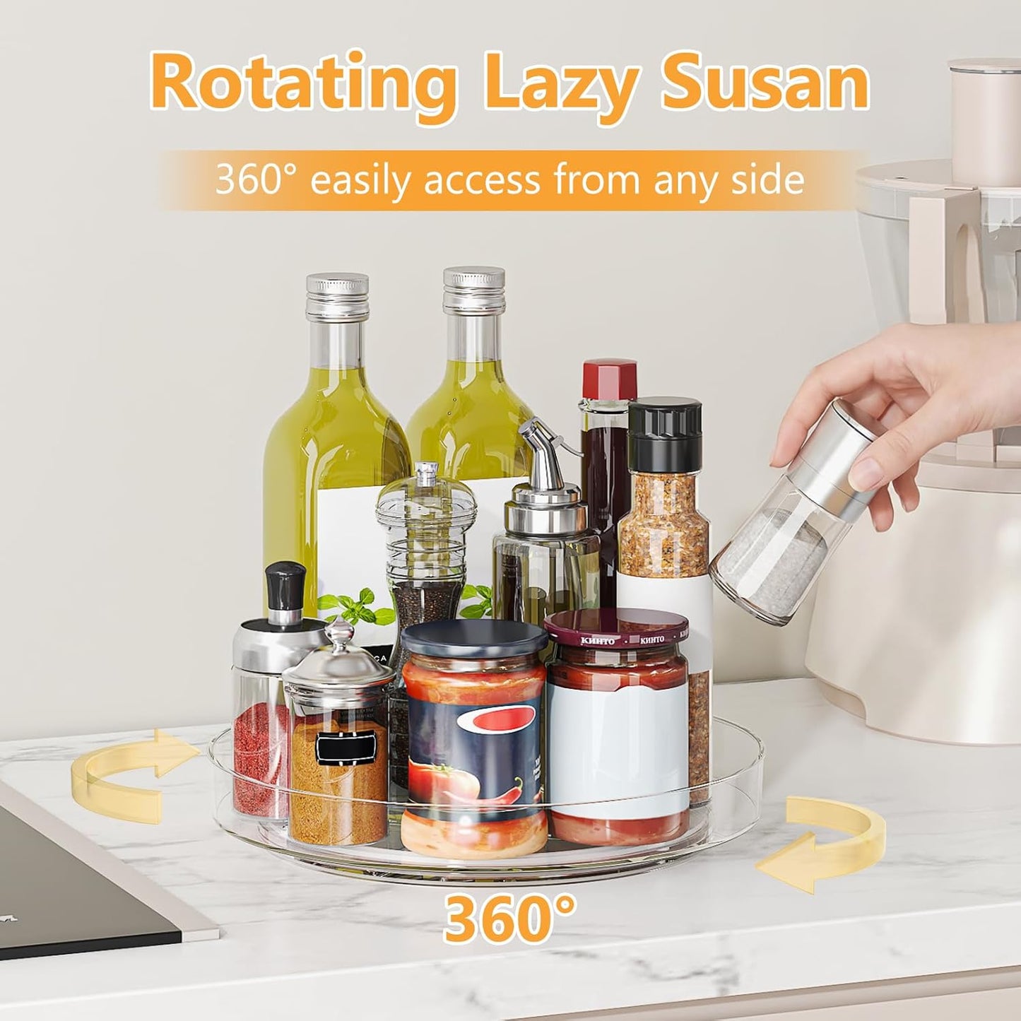 4 Pack 10 Inch Clear Lazy Susan Turntable Organizer for Cabinet