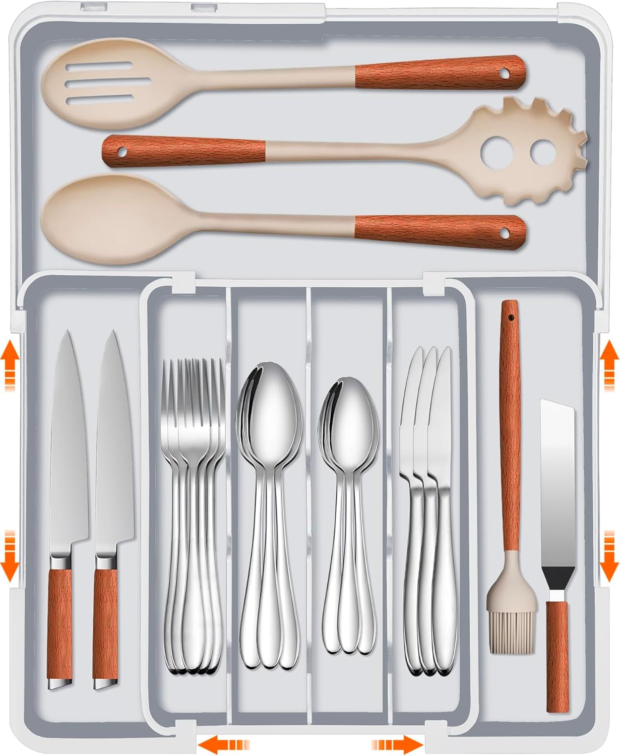 Expandable Silverware Drawer Organizer - 7 Compartments BPA-Free Kitchen Utensil Tray