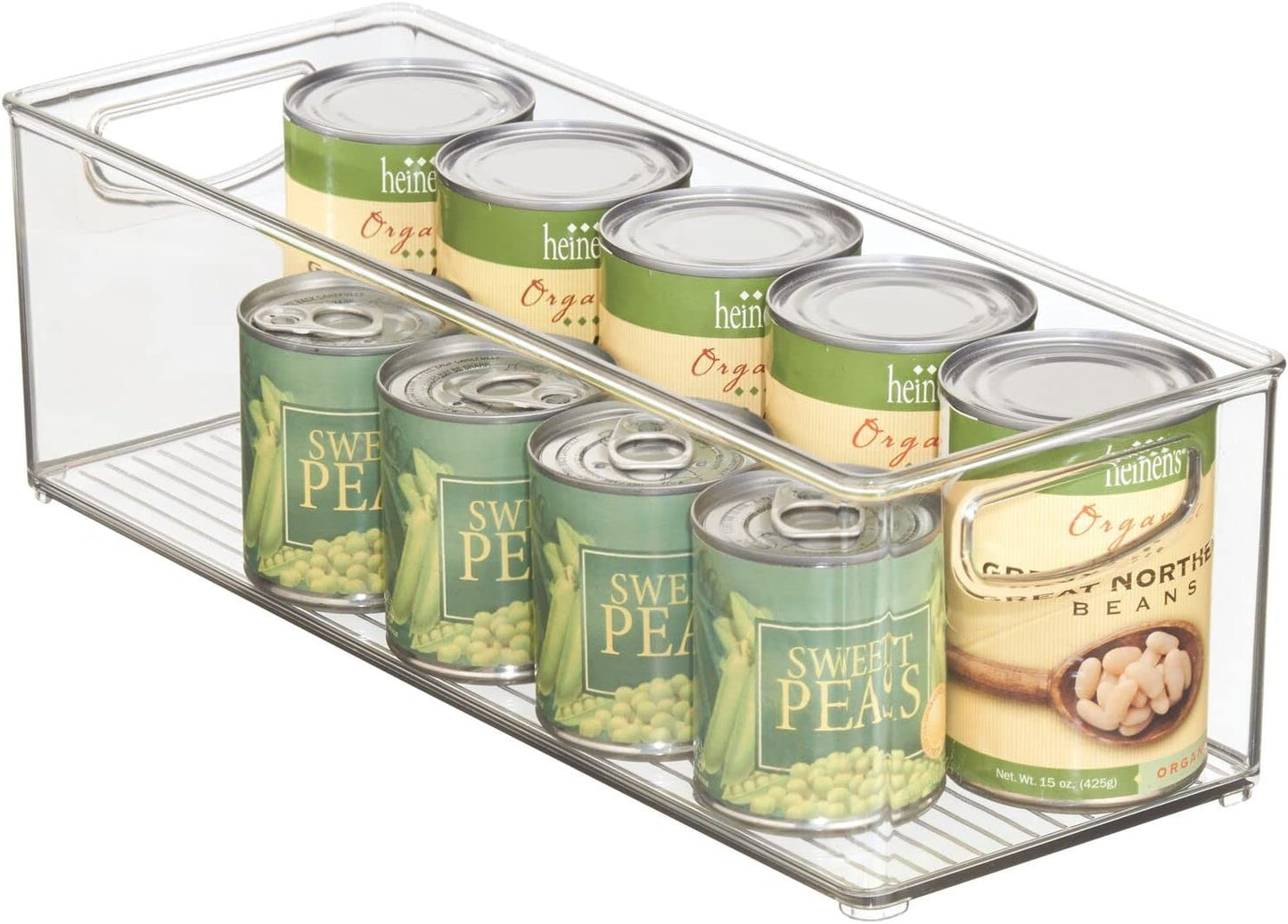 Plastic Stackable Kitchen Organizer - Storage Bin with Handles for Refrigerator, Freezer, Cabinet