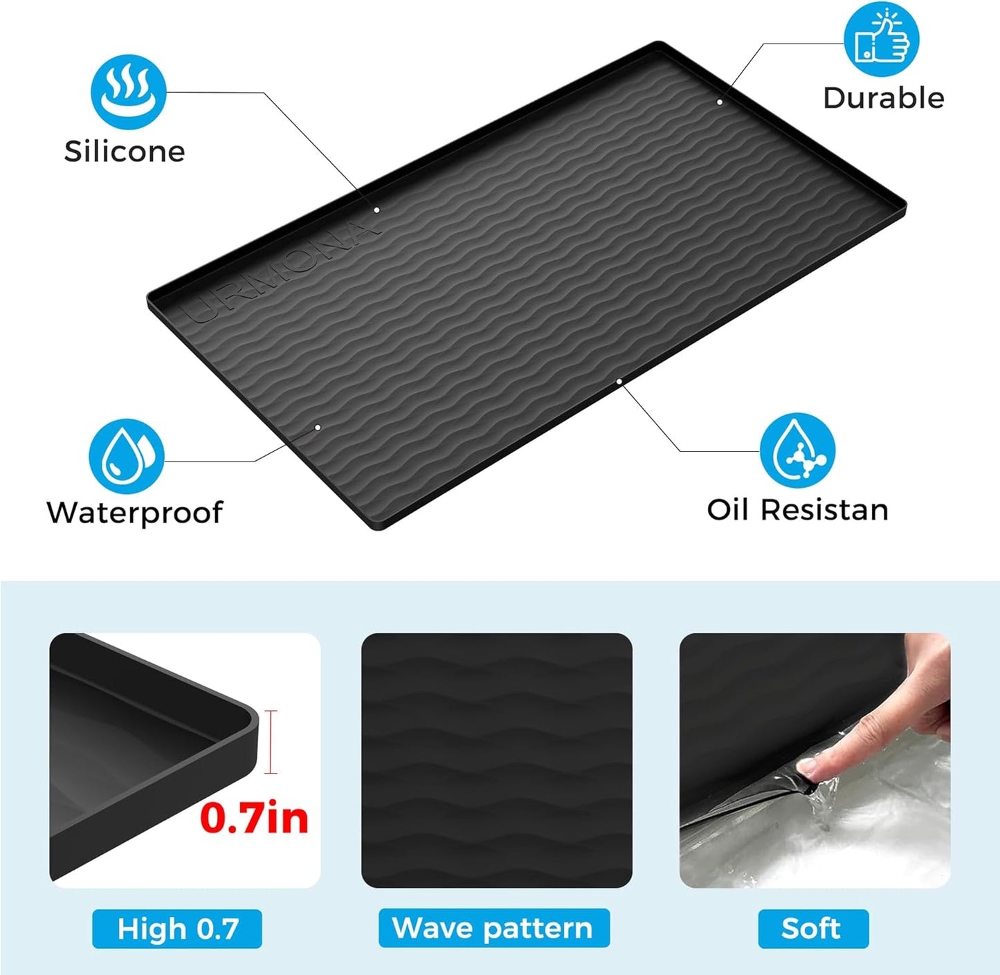 19'' x 19'' Waterproof Silicone Under Sink Mat Cabinet and Counter Protector