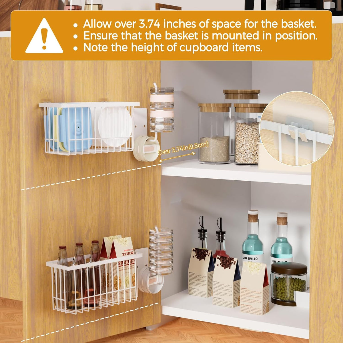 4 Pack Adhesive Cabinet Door Organizer