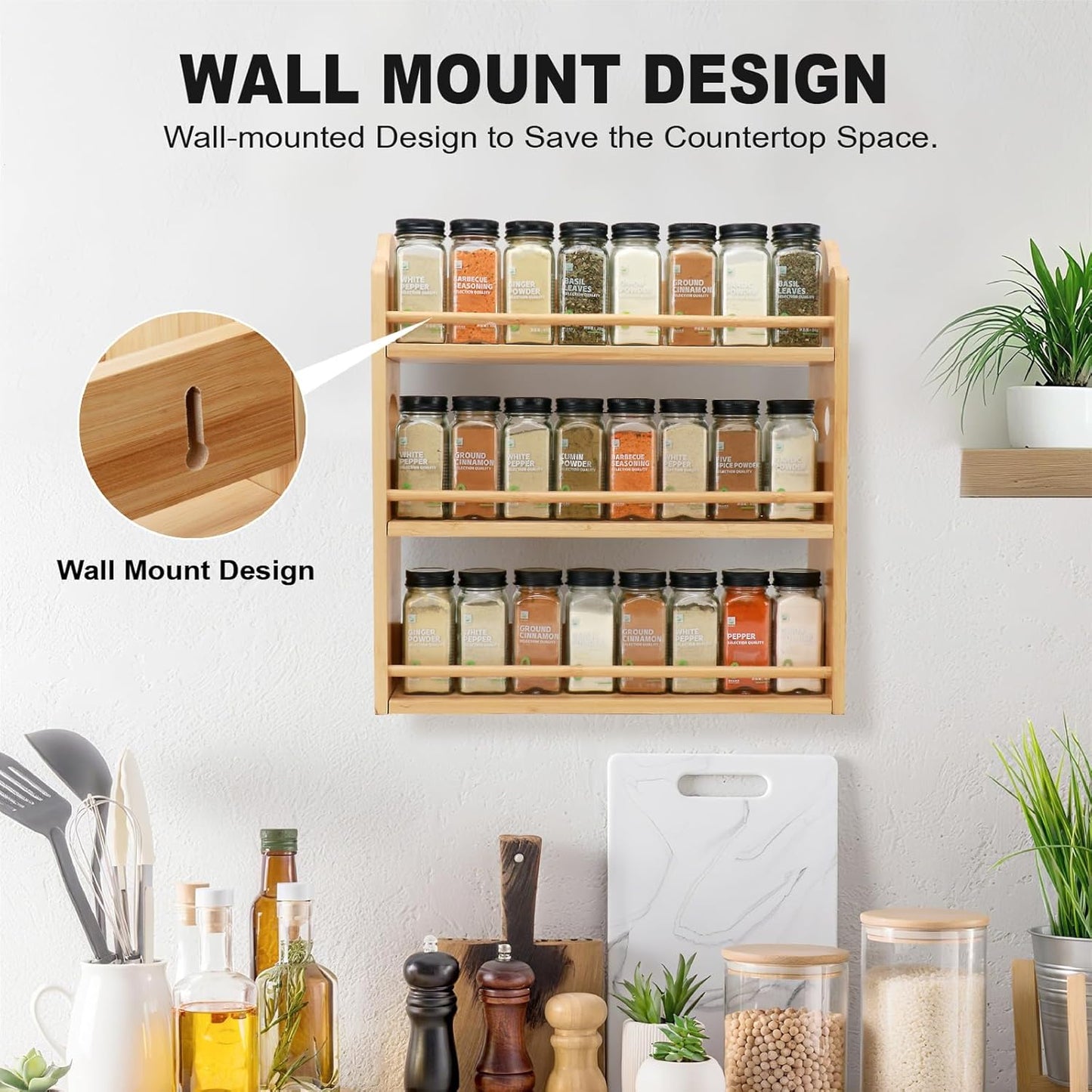 3 Tier Bamboo Spice Rack, Spice Rack Organizer